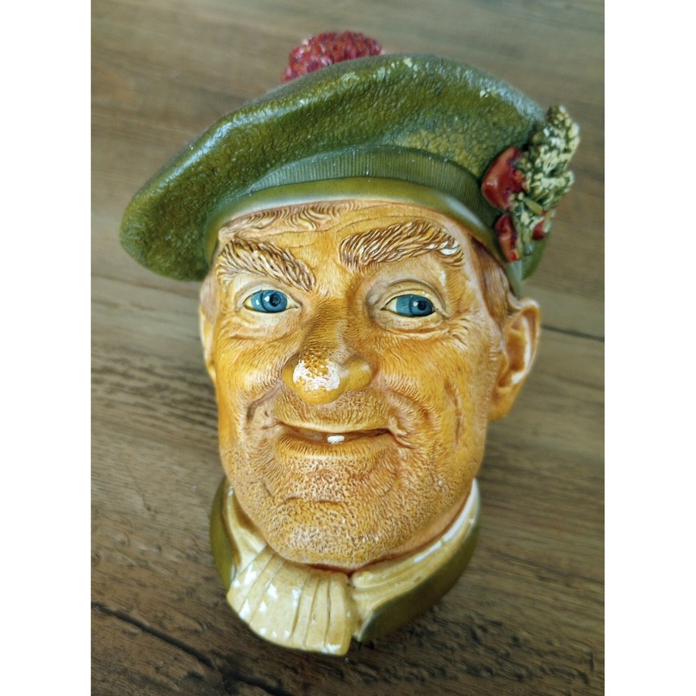 VTG 1969 Bossons Chalkware Hand Painted Man's Head- "JOCK" W/Pom Pom Beret GUC